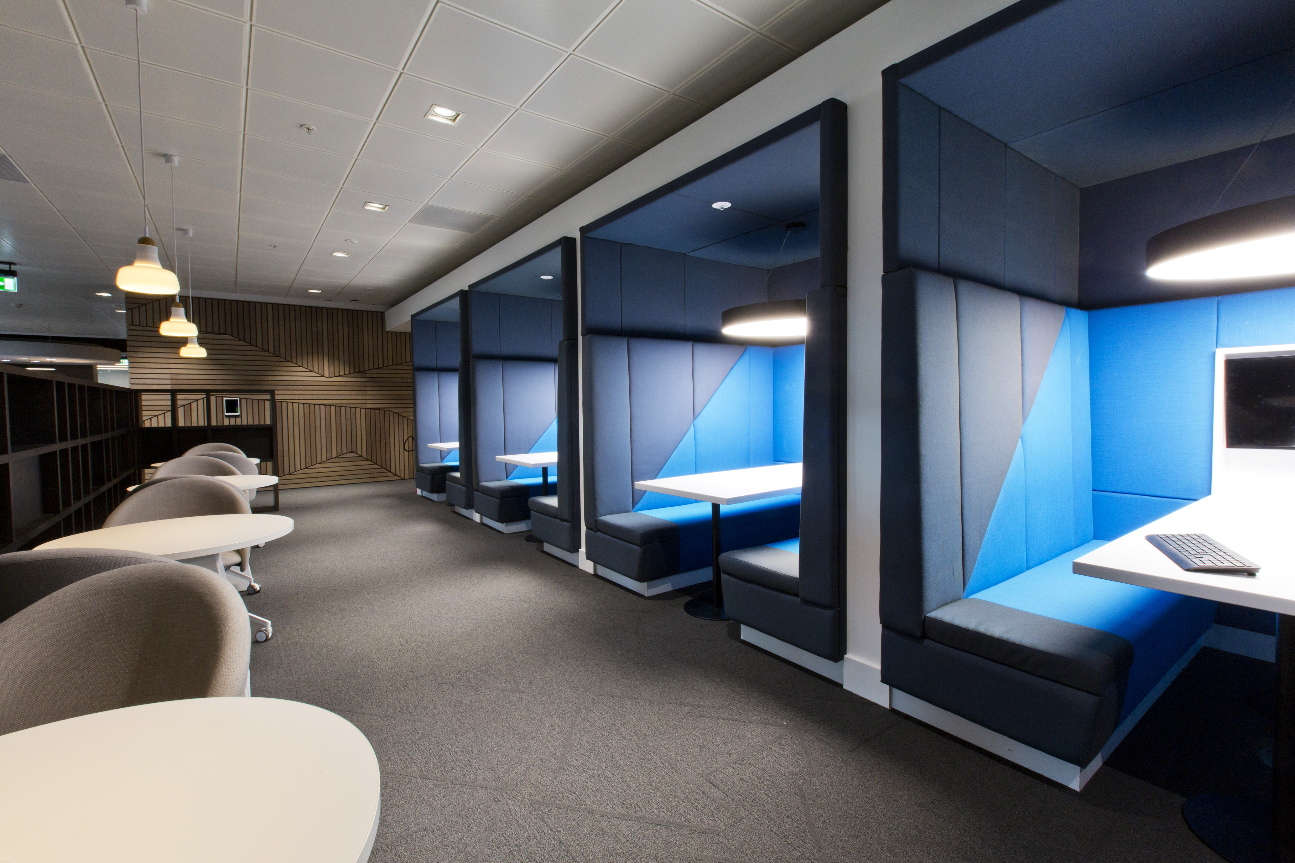Interior of Ros Offices showing blue booths