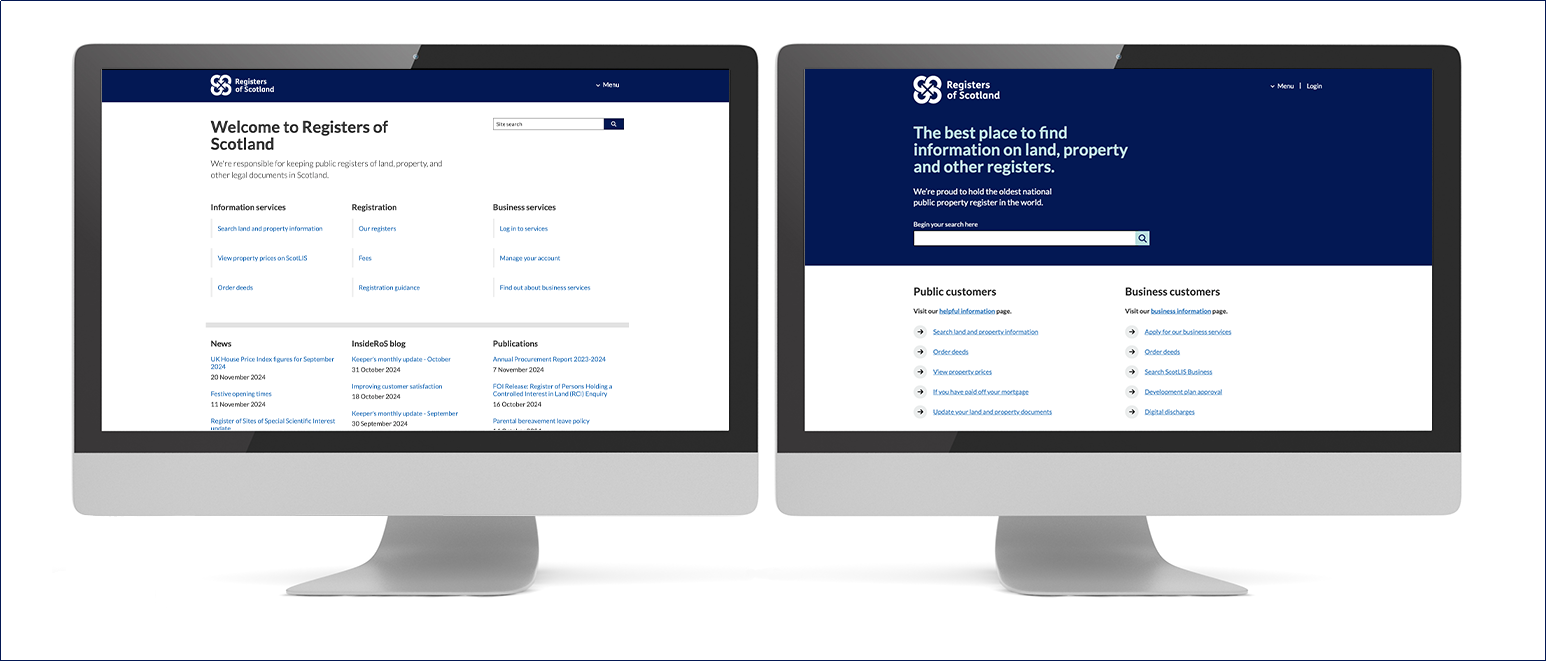 Side by side comparison of the old and new homepage