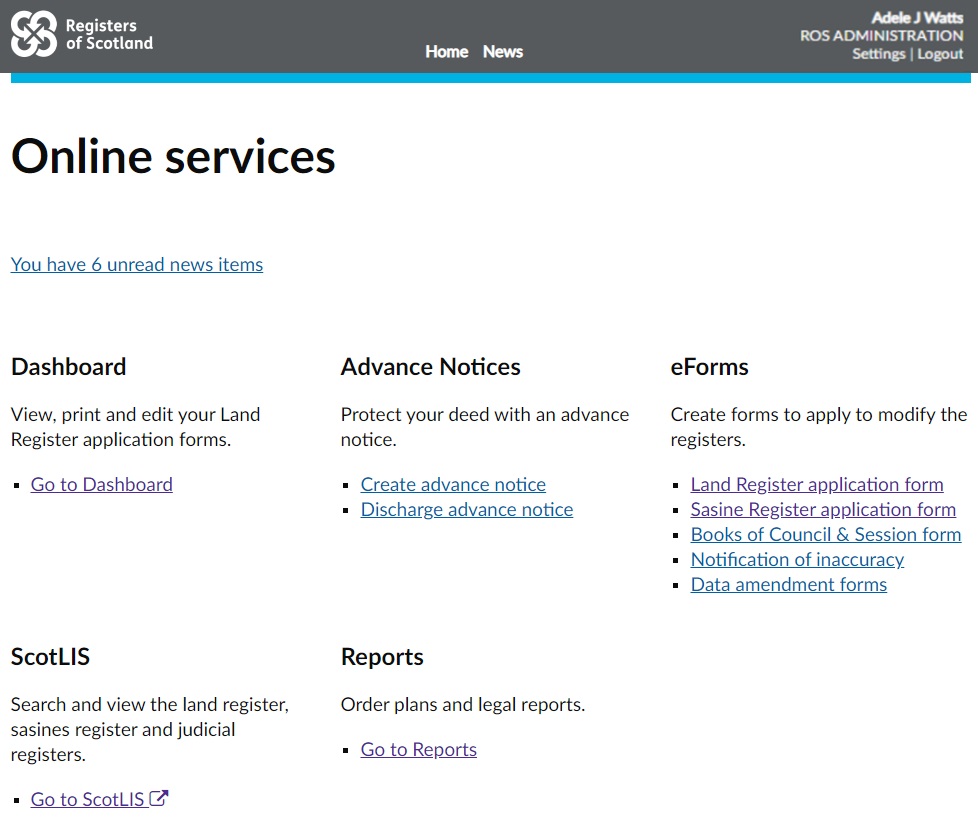 Online service homepage screenshot
